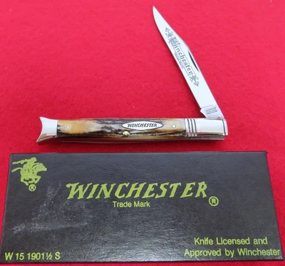 Cuchillo Winchester EE. UU. Ciervo Cola de Pescado Edición 1992 Modelo 1901 1/2 AAA+ CIERVO SIN USAR, EN CAJA SIN RESERVA Foto 1 de 4