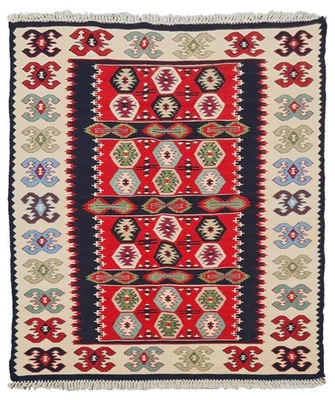 Amazing Hand Knotted Vintage Turkish Kilim Kilm Wool Area Rug 5 x 3 Ft - Image 1 of 4