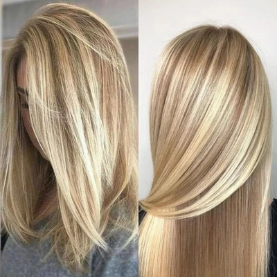 Highlight Blonde Straight Wigs 100% Human Hair Lace Front Wigs - Image 1 of 3