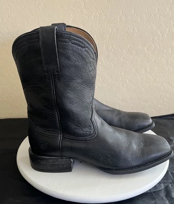 Ботинки вестерн мужские Ariat Heritage размер 11 черные кожаные квадратный носок 10015291 - Изображение 1 из 4