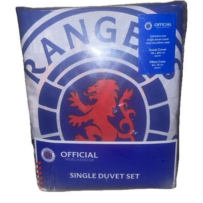 Official Glasgow Rangers FC Reversible Single Duvet Bedding Pillowcase Set - Image 1 of 3