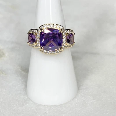 Bomb Party Talla 7 Starburst Of Joy Amatista Circonita cúbica Chapado en Oro Foto 1 de 3