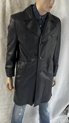 Abrigo vintage hombre años 70 CUERO AZUL 42 Prima Canadá Foto 1 de 4