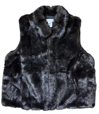 Chaleco de piel sintética marrón Draper's & Damon's para mujer talla pequeña mediana Foto 1 de 4