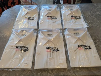 Camisa Uniforme Henry Segal - Camisa Blanca Abotonada Manga Corta Talla XL - Lote de 6 Foto 1 de 4