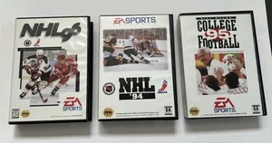 Sega Genesis Video Game Lot NHL 94, 96 & Bill Walsh College Football 95 CIB - Picture 1 of 10
