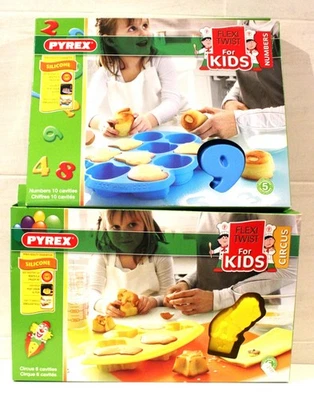 Moldes giratorios Pyrex Flexi para hornear magdalenas o mermeladas pasteles número o animal de circo Foto 1 de 4