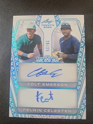 Colt Emerson  Felnin Celesten  Autos #20/25 2024 Leaf Trinity  Dual Auto Blue - Image 1 of 3