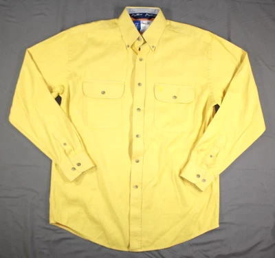 Wrangler Shirt Men's M George Strait Cowboy Cut Button Down 2 Layer Twill Yellow - Image 1 of 4