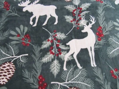 NEW WHITE RIVER DEER-MOOSE PLUSH CORAL FLEECE BLANKET/THROW 60"L X 50"W - Image 1 of 3