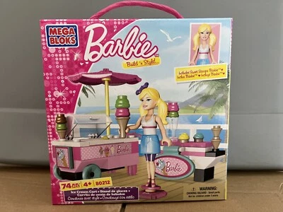 2012 Barbie Mega Bloks Ice Cream Cart Stand Toy 74 Pieces. 80212. New. G7 - Image 1 of 2