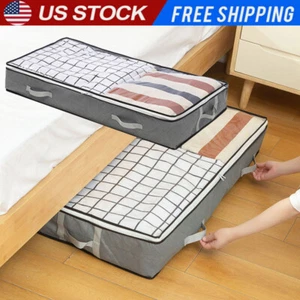 Zippered Under Bed Storage Dust Bag Underbed Clothes Hats Blankets Organizer - Picture 1 of 8