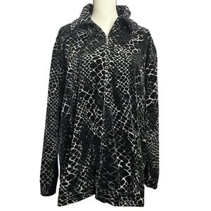 Jane Ashley Jacket 2X Black Velour Animal Print - Picture 1 of 6
