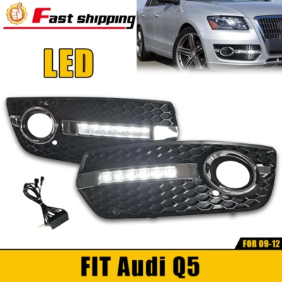 Пара светодиодных противотуманных фар для Audi Q5 2009–2012 годов выпуска дневные ходовые огни с переключателем проводов - Изображение 1 из 4