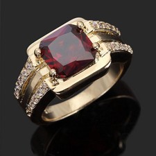 Jewelry Size 12 Red Garnet Halo 14K Gold Filled Fashion Mans Anniversary Rings