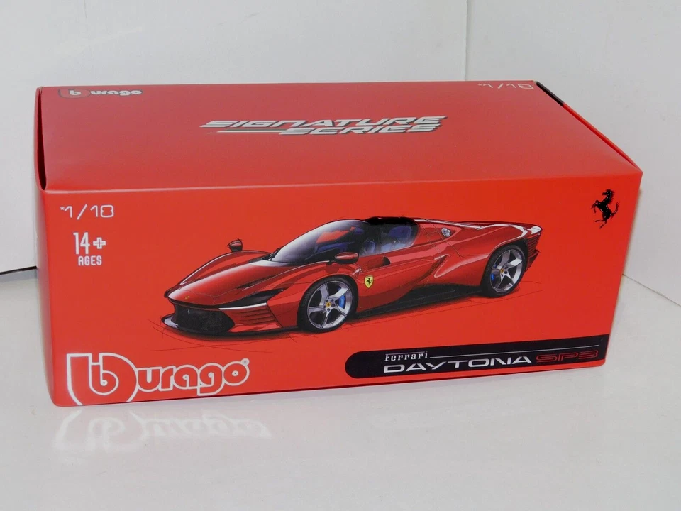 Burago Ferrari Daytona SP3 Tetto Aperto Scala 1:18 Modellino Auto - Rosso Magma (18-46810)