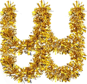 33FT Christmas Tinsel Garland Silver Gold Metallic Tinsel Twist Garland Hanging  - Picture 1 of 12