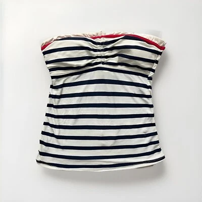 Ralph Lauren Tankini Top Women's Small Blue White Stripe Halter Swimming Shirt - Image 1 of 4