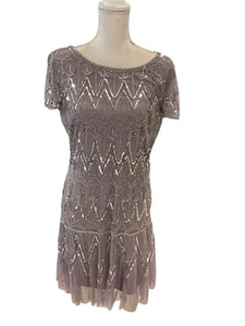 Abito donna Pisarro Nights manica corta lavanda argento paillettes girocollo tg 8 - Foto 1 di 8