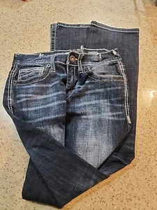 BKE Carter Jeans Mens 26R 40" Long LoBlue Straight Whiskered Sanded Light Wash - Picture 1 of 6