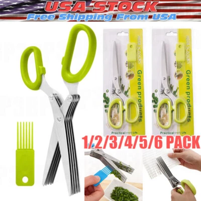 Herb Scissors Set with 5 Blades and Cover - Multipurpose Kitchen Chopping Shear - Image 1 of 4