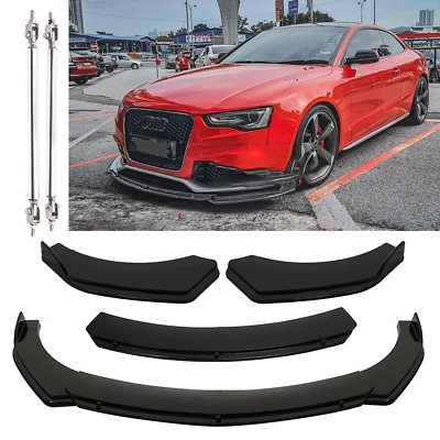 Front Bumper Lips Splitter Spoiler Body Kit +Strut Rods For Audi A5 A6 A7 A8 - Изображение 1 из 4
