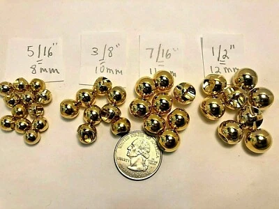 New 10 Electroplated Plastic Gold Ball Buttons Sizes 5/16,3/8,7/16,1/2 inch  #S - Image 1 of 4