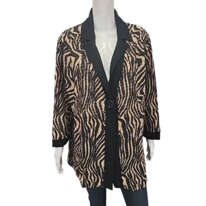 Slinky Brand Womens Dressy Button Blazer Jacket 3X Plus Size Multicolor Print - Picture 1 of 11