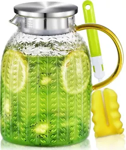 Aofmee Pitcher, 60oz Glass Water Pitcher with Lid, Iced Tea White - Picture 1 of 7