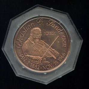 CHRISTIAN C. SANDERSON, MUSICIAN MEDALLION (S190) Teacher, Fiddler, Square Dance - Picture 1 of 2