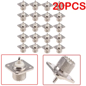 20 Pcs UHF female SO239 panel chassis mount coax cable connectors US Stock - Zdjęcie 1 z 10