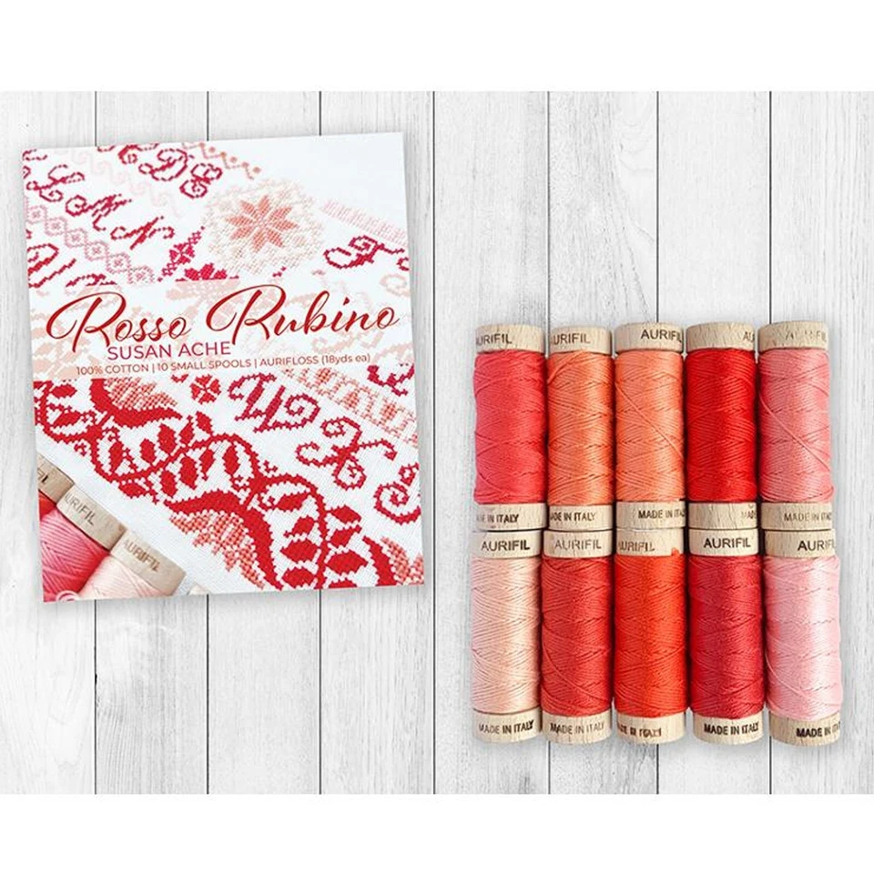 Rosso Rubino Aurifloss 10 6 Strand Spools 18 yds each by Susan Ache SA30RR10 - Image 1 of 1