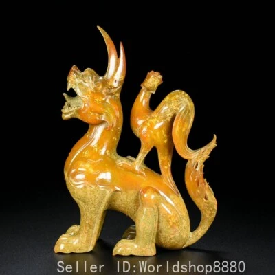 Estatua escultura de bestia fénix dragón Fengshui tallado jade hetiano de 7,4" antigua China Foto 1 de 4
