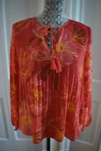 Blusa floral manga larga DR2 de Daniel Rainn - rosas - pequeña - nueva con etiquetas - Imagen 1 de 8