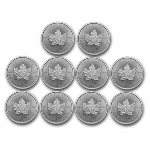 2024 Canada 1 oz Silver Maple Leaf BU (Lot of 10) - Picture 1 of 2
