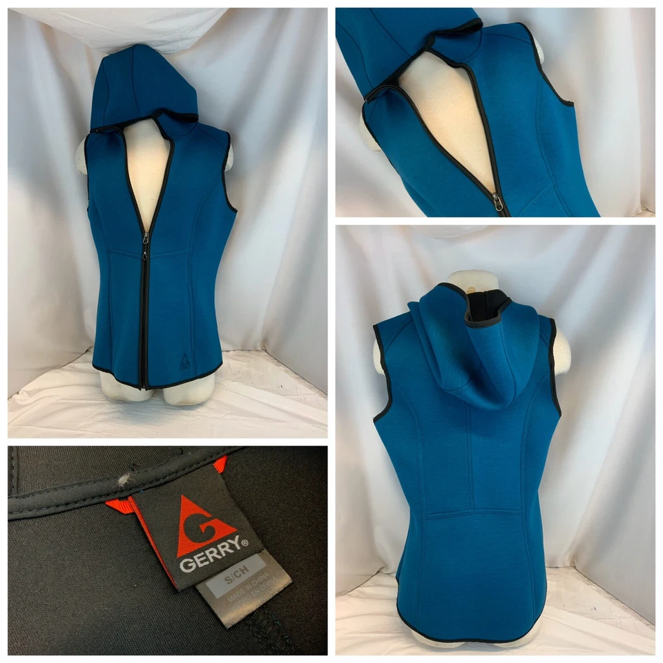 Gerry толстовка с капюшоном жилет куртка S женщин Aqua синий поли вискоза молнии новый без ЯРЛЫКОВ YGI C0-557 - Изображение 1 из 4