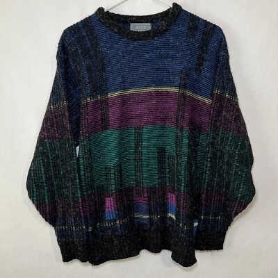 Suéter De Colección Le Tigre Para Hombre Talla Mediana Azul Púrpura Verde Azulado Geométrico Estilo Coogi Foto 1 de 4