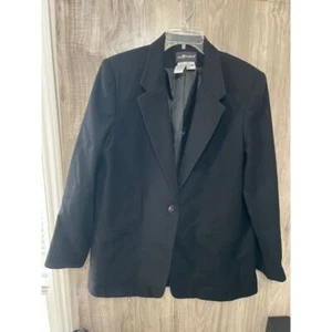 Sag Harbor Black 100% Pure Wool Blazer Jacket Women Size 16 One Button Career - Picture 1 of 9