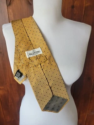 Corbata Valentino Cravatte 100% Seda Hecha en Italia RN83398 CA07510 Patrón Punto Azul Foto 1 de 4