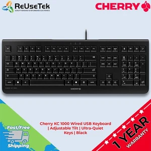 Cherry KC 1000 Wired USB Keyboard | Adjustable Tilt | Ultra-Quiet Keys | Black - Picture 1 of 20