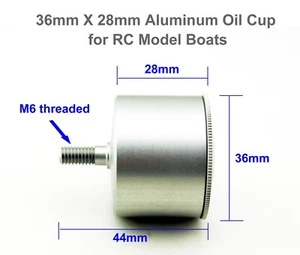 6mm Threaded Diameter 36mm CNC Aluminum Oil Cup for T-bar RC Model Boat - Picture 1 of 6