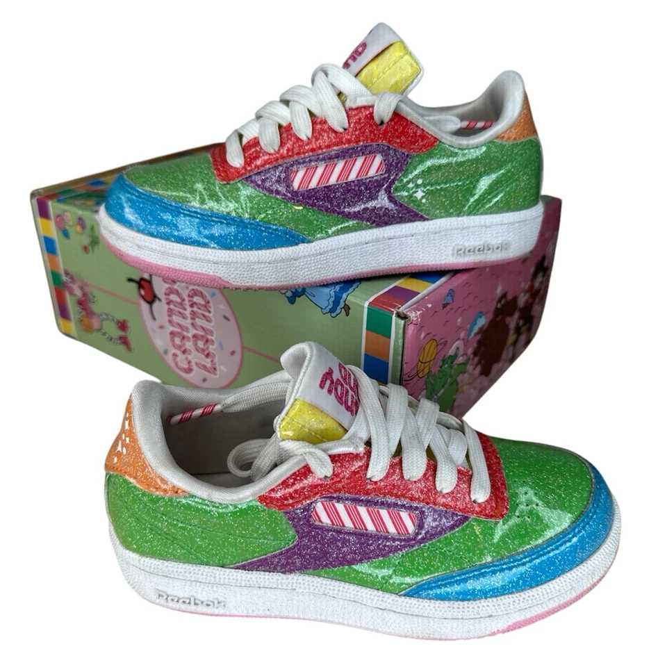 Zapatos Reebok Candyland Club C Niños Talla 11C Tenis Bastón de Caramelo Cordones 11 C Foto 1 de 4