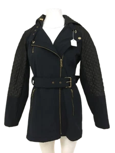 MICHAEL KORS Ladies UK S Navy Fleece Lined Coat Jacket Quilted Hood Pre-Loved - Picture 1 of 11