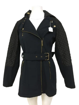 MICHAEL KORS Ladies UK S Navy Fleece Lined Coat Jacket Quilted Hood Pre-Loved - Image 1 of 4