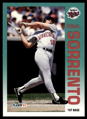 1992 FLEER PAUL SORRENTO #218 MINNESOTA TWINS 322 - Image 1 of 2
