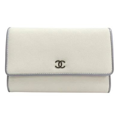 CHANEL Coco Mark Long Wallet Leather White (No Card) Foto 1 de 4