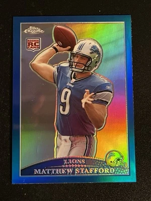 Matthew Stafford 2009 Topps Chrome синяя переливающаяся карточка дебютанта RC #TC210 Lions Georgia - Изображение 1 из 3
