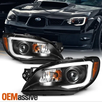 Fits 2006-2007 Subaru Impreza WRX Outback Black LED DRL Projector Headlights Set Foto 1 de 4