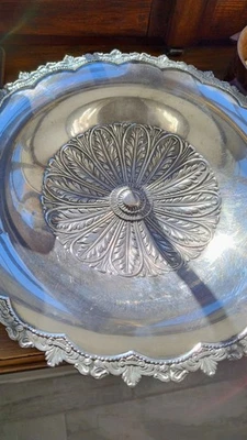 Rarissimo Centrotavola Piatto Argento 800 Anni '50 - Bollo 1AR Design Foglie 409 Foto 1 de 4