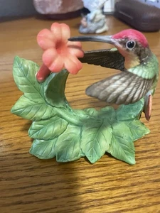 Bronson Ruby Topaz Hummingbird With Trumpet Creeper Porcelain Figurine 1996 Exc - Picture 1 of 6